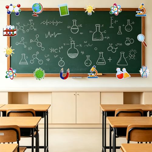 JUNEBRUSHS 60Pcs Science Bulletin Board Decorations Science Classroom Cutouts with 100 Glue Points Lab Theme Paper Cut-Outs for Teacher School Supplies STEM Biology Chemistry Wall Decor - Image 2