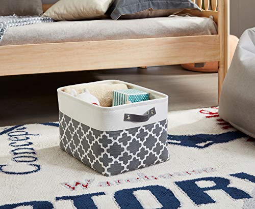 Image of DECOMOMO Foldable Storage Bin | Collapsible Sturdy Cationic Fabric Storage Basket Cube W /Handles for Organizing Shelf Nursery Home Closet (Grey Pattern, Large - 15 x 11 x 9.5-3 Pack)
