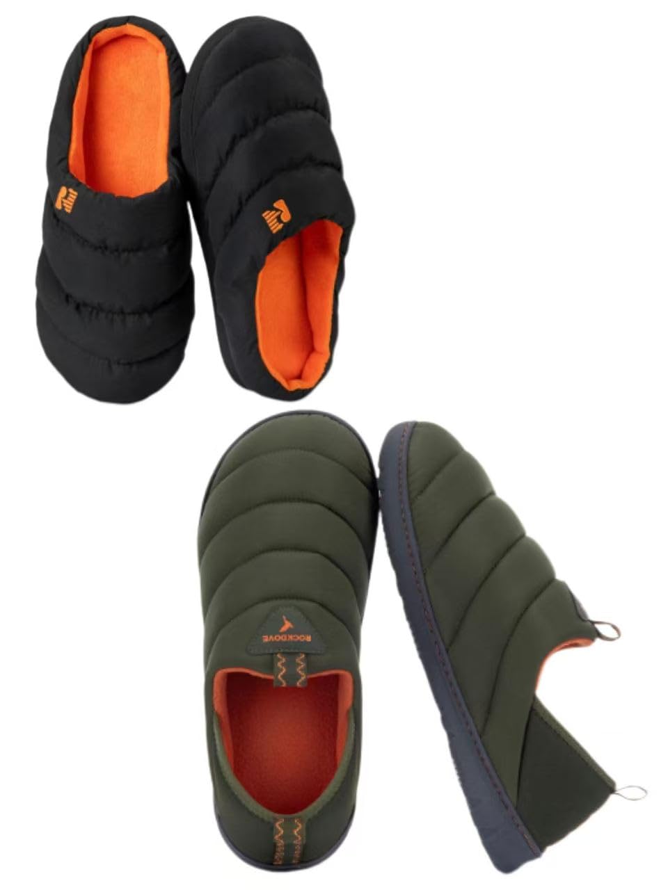 RockDove Set of 2 Pairs -Size 44-45, Zapatillas de Plumas con Espuma de Memoria Hombre Campground (Oriole) Pufflite - Pantuflas dos tonos hombre con suela interior y exterior (Verde Cazador)