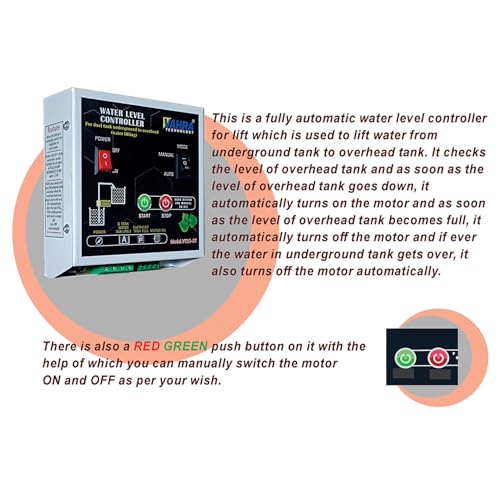 Image of Fully Automatic Dual Tank Water Level Controller Sensor (with Dry Run Protection) - 3 Carbon, 1 Magnetic Sensor