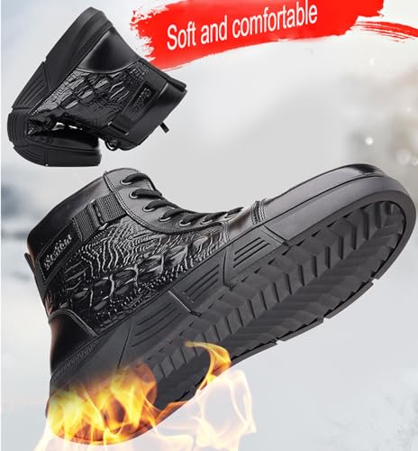 Myallfeet Men's Classic Italian High Top pattern Chukka Boots Fashionable Side Zipper Insulation And Anti Slip Wool Boots Premium Business Ankle Boots4