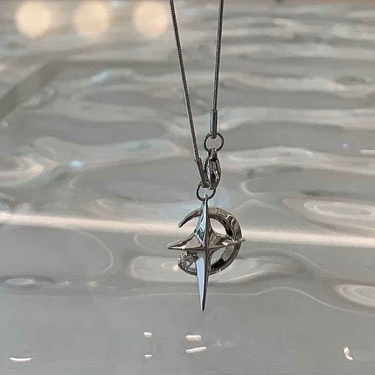 Moon Star Simple Choker Necklace for Women Delicate Stainless Steel Silver Plated Minimalist Star Pendant Necklaces Adjustable Chain - Image 6