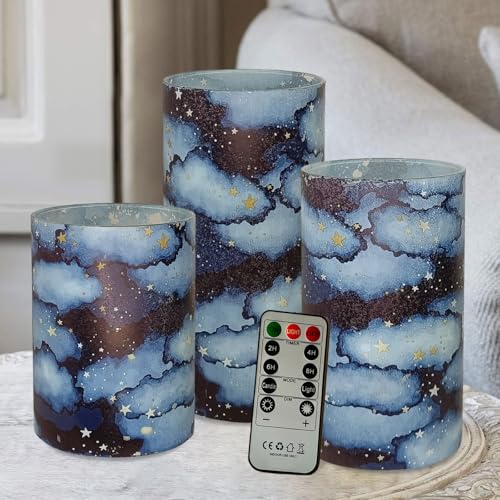 Image of Flickering Flameless Candles, Recessed String Light LED Candles 3D Wick Acrylic Battery Operated LED Pillar Candles with Remote and Timer for Modern Simple Home Decor Set of 3