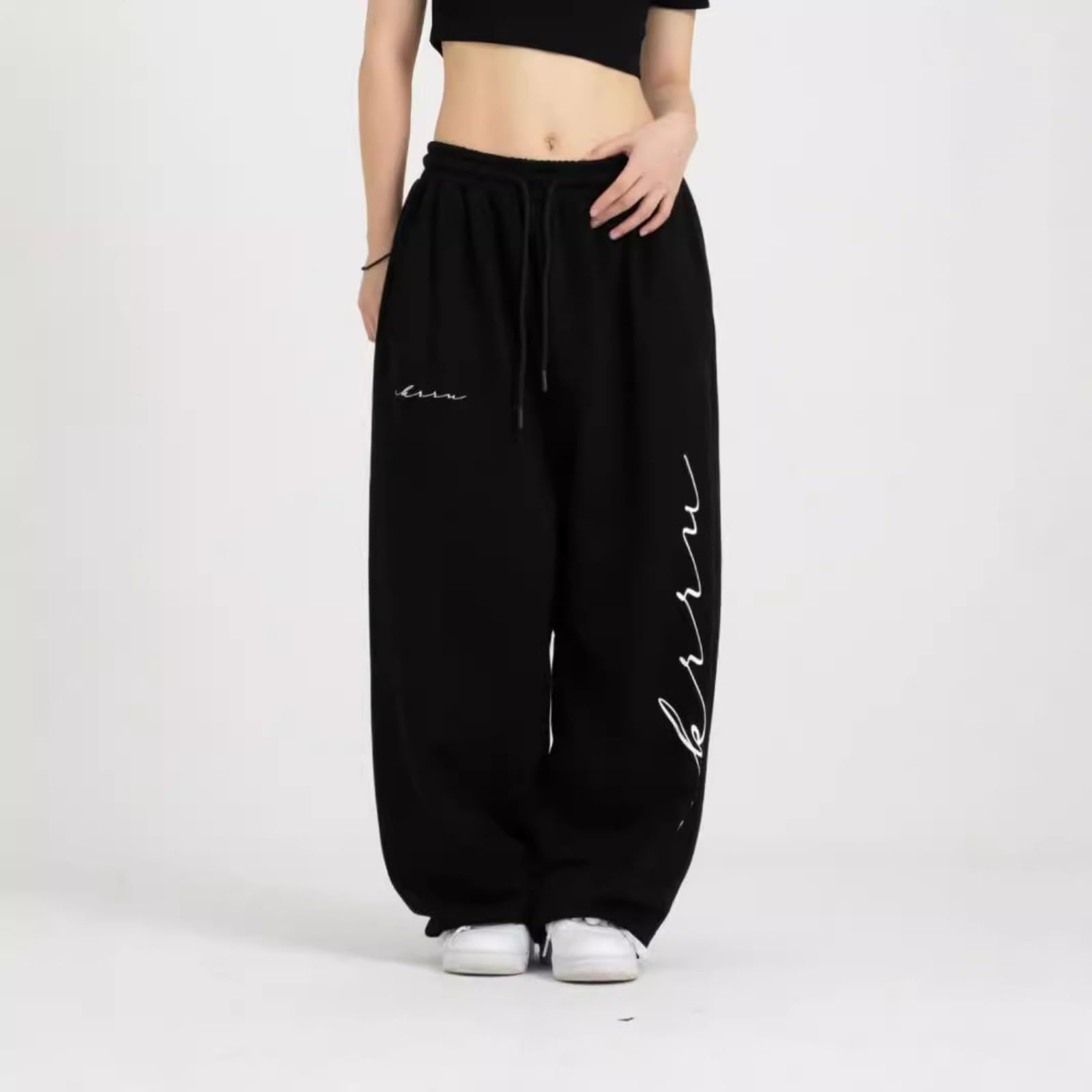 Pantalon large avec cordon de serrage imprimé lettres, style hip-hop, danse jazz, 100 cm