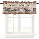 Window Valance Rod Pocket Short Curtain Panels Farm Retro Barn Berry and Star Kitchen Valances Curta