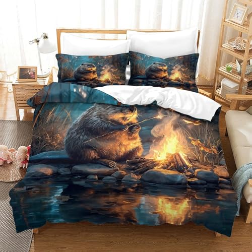 Parure de lit imprimé 3D microfibre hypoallergique 140x200 - 3