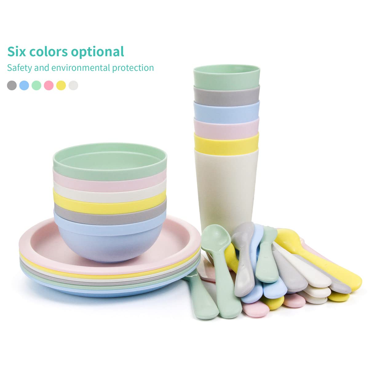 Spesh Zestawy naczyń obiadowych 6 (36 szt.) plastikowe talerze i miski zestawy canmping impreza piknik wielokrotnego użytku zastawa stołowa w tym miski, talerze, kubki, noże, widelce, łyżki