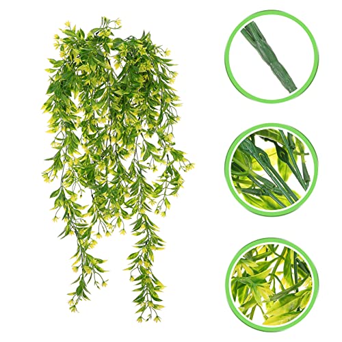 Hoement 4 Pcs Garden Leaf Wall Fake Greenery Rattan Faux Wedding Twig Party Jungle Home Yellow Flowers Artificial For Arch Vines Leaves Ornament Imitated Fence Potted Outdoor Mounted #TOP2