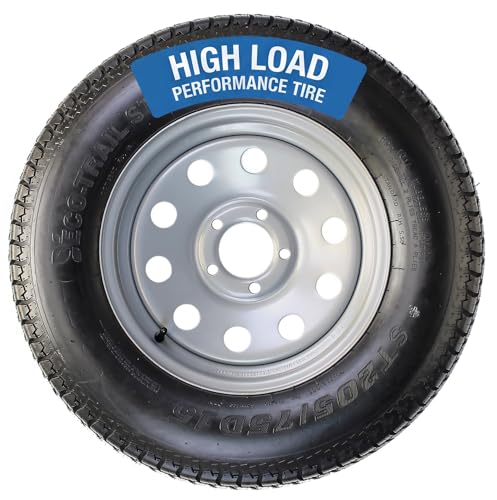 eCustomrim Trailer Tire ST205/75D15 F78-15 Load Range C 15 Inch Tire on 15 Inch Rim 5 Lug 4.5 Silver Grey Wheel 2-Year Warranty