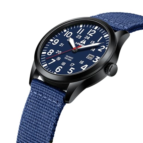Image of LN LENQIN Mens Watches Unisex Military Sport Nylon Strap Stylish Luminous Fashion Analog Quartz Watch for Men Waterproof Army Tactical Casual Wristwatch