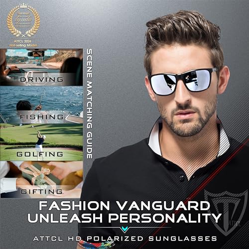 ATTCL Bundle Men's Retro Metal Frame Driving Polarized Sunglasses For Men/Women:(8587-Black-Silver)+(8587-yeshi)3