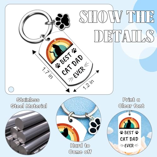 Image of Cat Dad Gifts for Men Cats Daddy Gifts for Men Catfather Keychain | Black Cats Keychain Accessories Cat Dad Fathers Day Gift Birthday Gift Christmas Stocking Stuffers Presents for Father