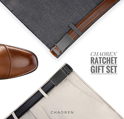 Image of CHAOREN Mens Dress Belt Leather 2 Pack - Mens Ratchet Belt for Dress Shirt and Pants Every Occasion (32mm)