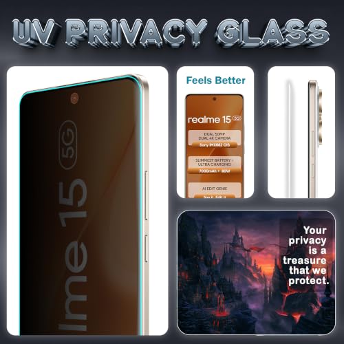 Image of FIRST MART Anti-Spy Privacy Tempered Glass for Realme 15 / Realme 15 Pro - 9H Screen Protector, Anti-Peeping, Bubble-Free, Edge to Edge [2 Pack]