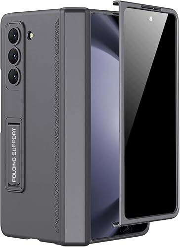 Miimall Funda para Samsung Galaxy Z Fold 5 con protector de pantalla de privacidad, soporte ajustable integrado y protección magnética de bisagra,