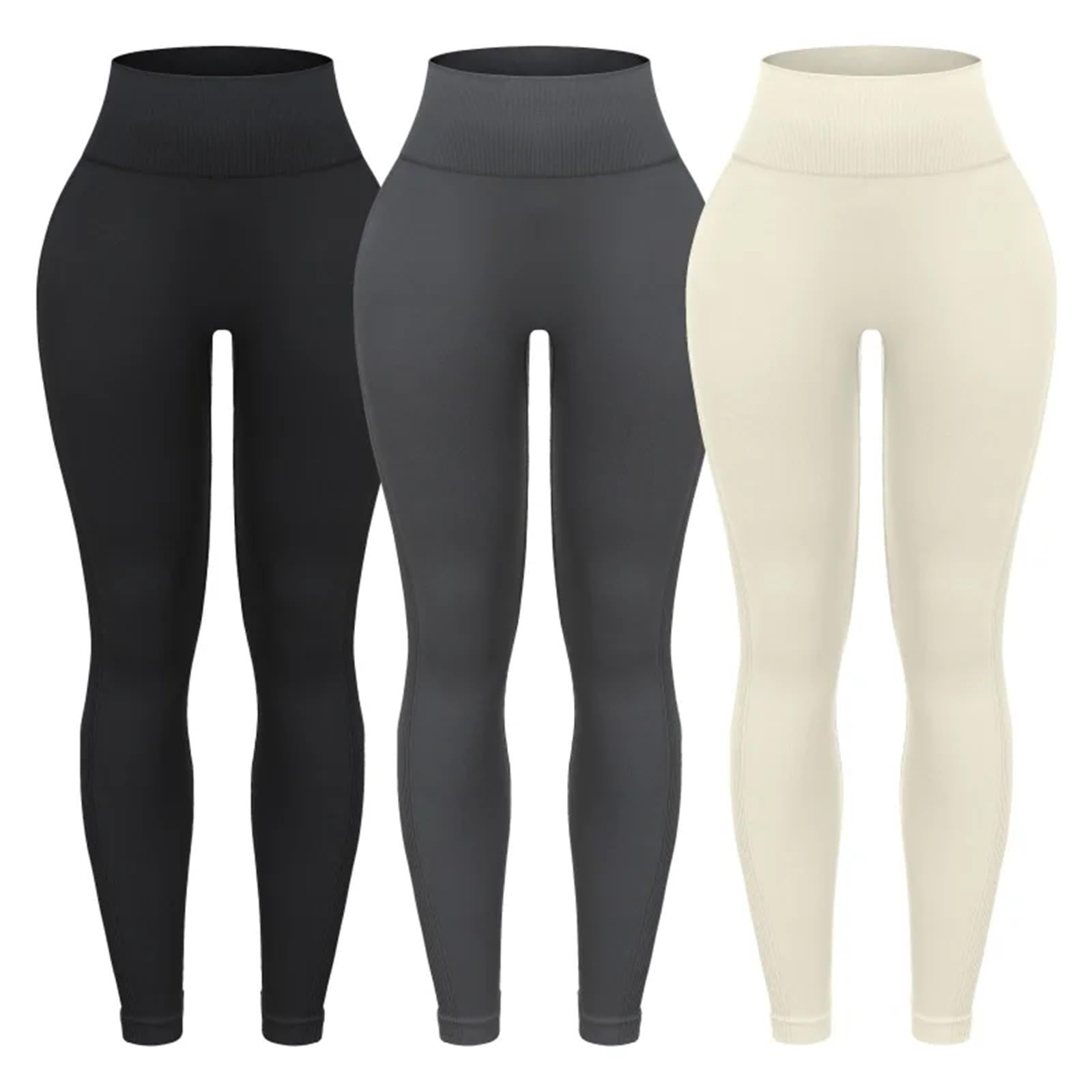 Leggings Donna Set di 3 Leggings da Allenamento for Donna, Vita Alta, Pantaloni Sportivi Senza Cuciture for Yoga e Glutei(Set 6,L)