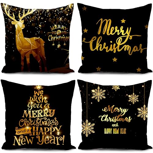 Weihnachtskissen Kissenbezug 40 x 40 cm Schwarz Weihnachten...