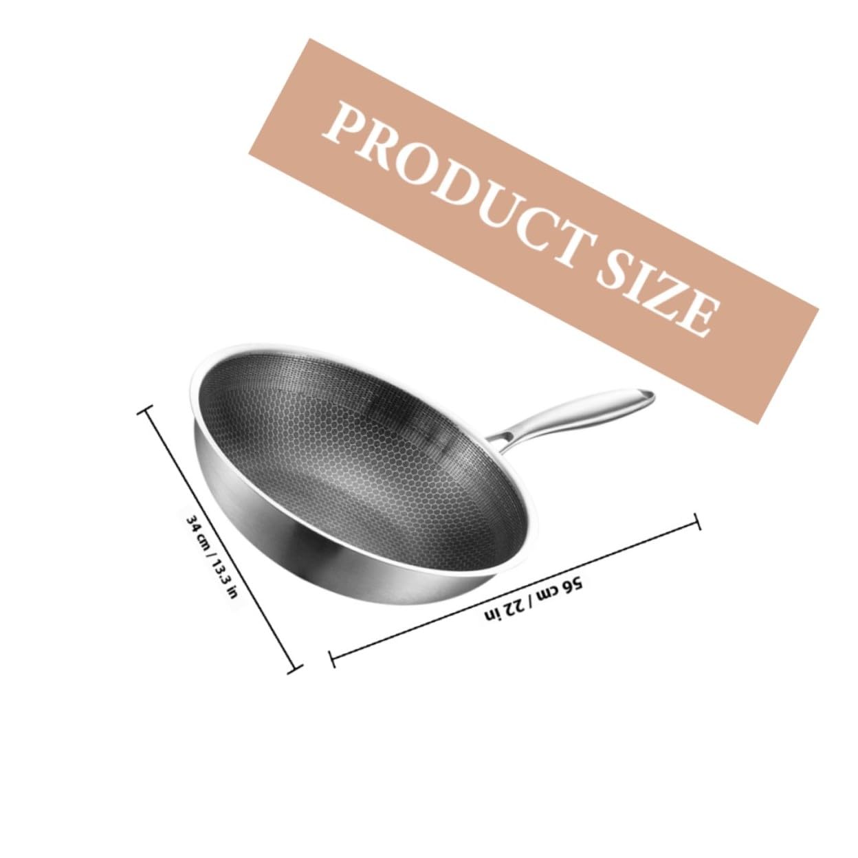 Wok Cuisine en Acier Inoxydable, Design Épais, Argenté