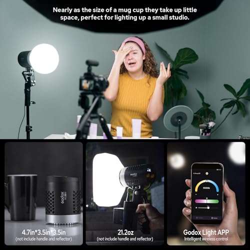 Image of Godox ML30Bi Handheld Bi-Color LED Video Light, Portable Studio LED Continuous Light 2800K-6500K, 41000 lumens CRI 96+ TLCI 97+, 21 FX Effects, APP Control, Silent Mode, Compatible with Godox Mount