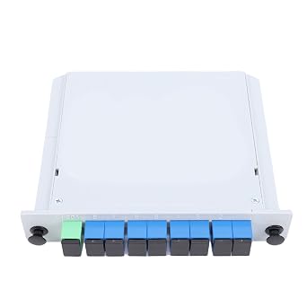 Zunate 1x8 PLC Fiber Optic Splitter with SC UPC Connector, Compact Plugin Design for Home Wiring, LAN Setups, and Engineering Projects