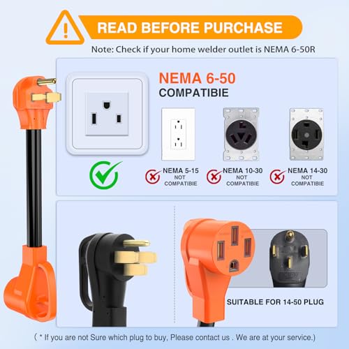 Image of Nilight EV Charger Adapter Cord 50 Amp to 50Amp 4 Prong Pure Copper 250V Welder Outlet Plug Conversion Heavy Duty 10 Gauge Wire 6-50P 14-50R 50M /50F