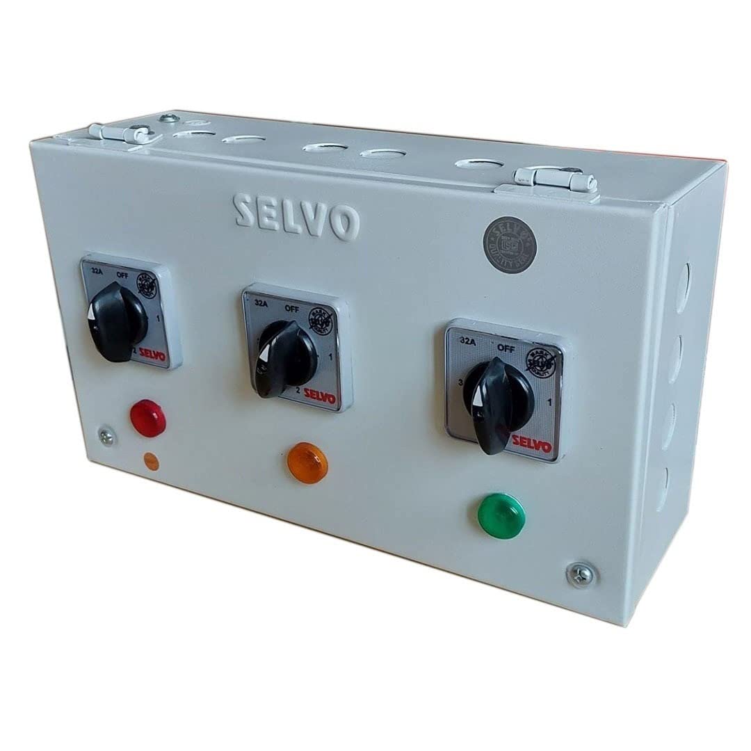 SELVO 32A Three Phase Neutral (TPN) Phase selector Enclosure (with 1 pole 3 ways Rotary switches Fitted and Duly Wired) (B0BM69MS46) Amazon Price History, Amazon Price Tracker