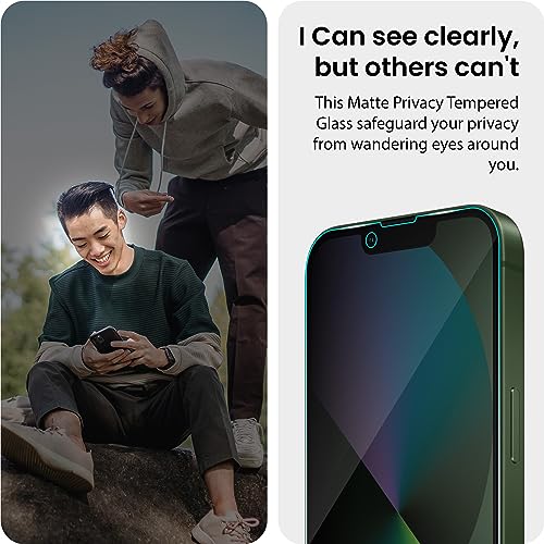 Image of ArmourPro Matte Privacy Tempered Glass for iPhone 16e, 17E, iPhone 13 and 14, Anti-Spy Anti-Glare Screen Protector, Edge-to-Edge Full Coverage, 9H Anti Scratch, Smooth Touch, Easy Installation Kit with Cable Protector