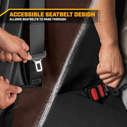 Image of CAT MeshFlex Brown Rear Seat Cover for Cars, SUVs & Mid-Size Pickup Trucks - Durable 60 /40 Split Rear Bench Seat Protector, Back Seat Cover, Interior Auto Accessory, Not for Full-Size Pickup Trucks