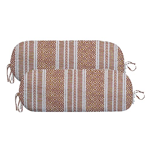 Image of Trance Home Linen Premium 16x32 Inches 200 Tc Thread Count Bolster Covers Set of 2 | Anti-Pill 100% Cotton| Dewan Bed Round Pillow Cover with Tie Knot (Aztec Mustard - Pack of 2)