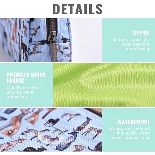 LParkin Sausage Dog Pencil Case with Zipper - Animal Pencil Pouch for Girls Office Stationery Organizer Cosmetic Bag Coin Pouch (Blue) - Image 4