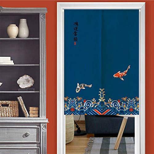 Amidoudou Chinese Koi Doorway Curtain Carps Feng Shui Curtain Japanese Fish Curtain Noren (33 By 59 Inch,Two Fishes) #TOP1