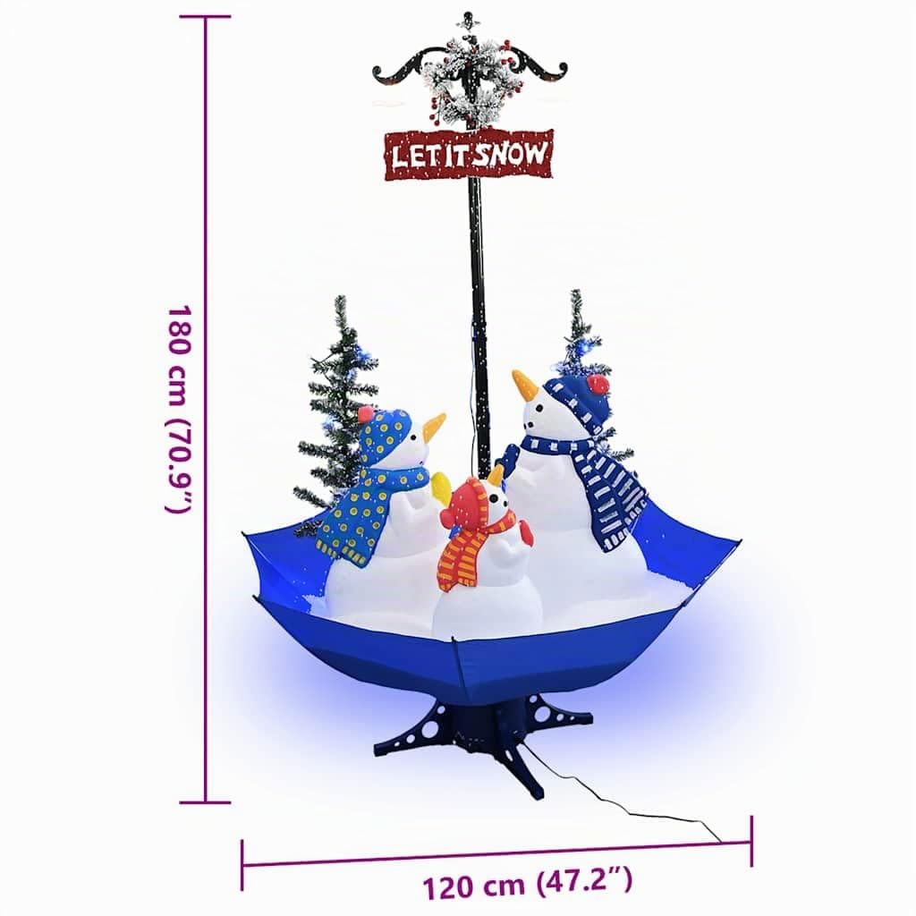 vidaXL Weihnachtsbaum mit Schnee und Schirm-Fuß Blau 170 cm PVC