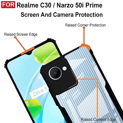 Image of Zapcase Back Case Cover for Realme C30 / Realme Narzo 50i Prime | Compatible for Realme C30 / Realme Narzo 50i Prime Back Case Cover | Clear Case with Camera Protection | (TPU + PC | Matte Black)