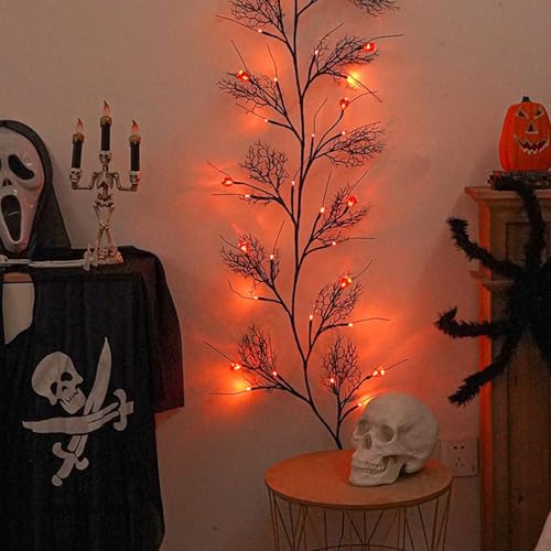 Couronne de porte d'Halloween pour la maison lumineuse sans fil