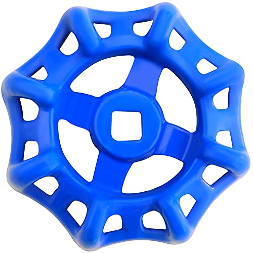 1 x Metall-Außenhahn mit rundem Radgriff, quadratischer Broach 7 x 7 mm, Rad OD 68 mm, Lackguss (7 x 7 mm, blau) Cover