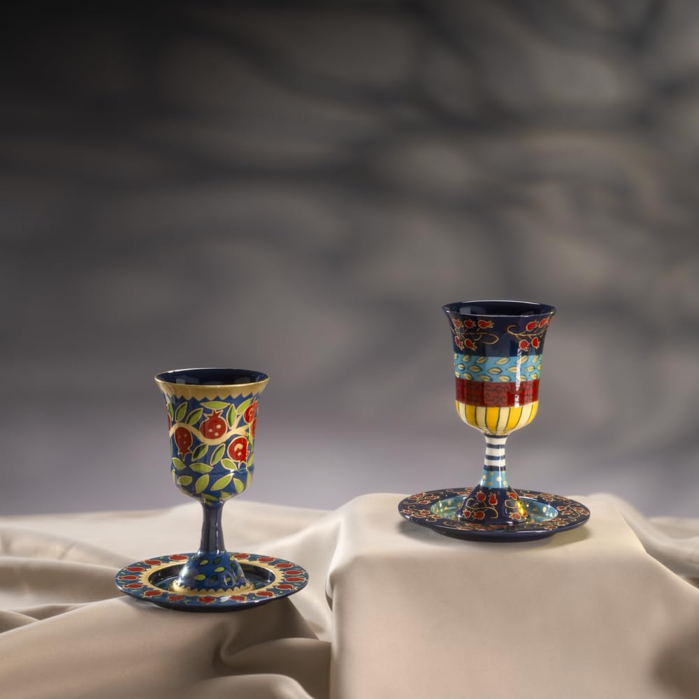 NOLITOY Set De Coupe Kiddush Métallique Avec Sous-Verre Verre à Vin