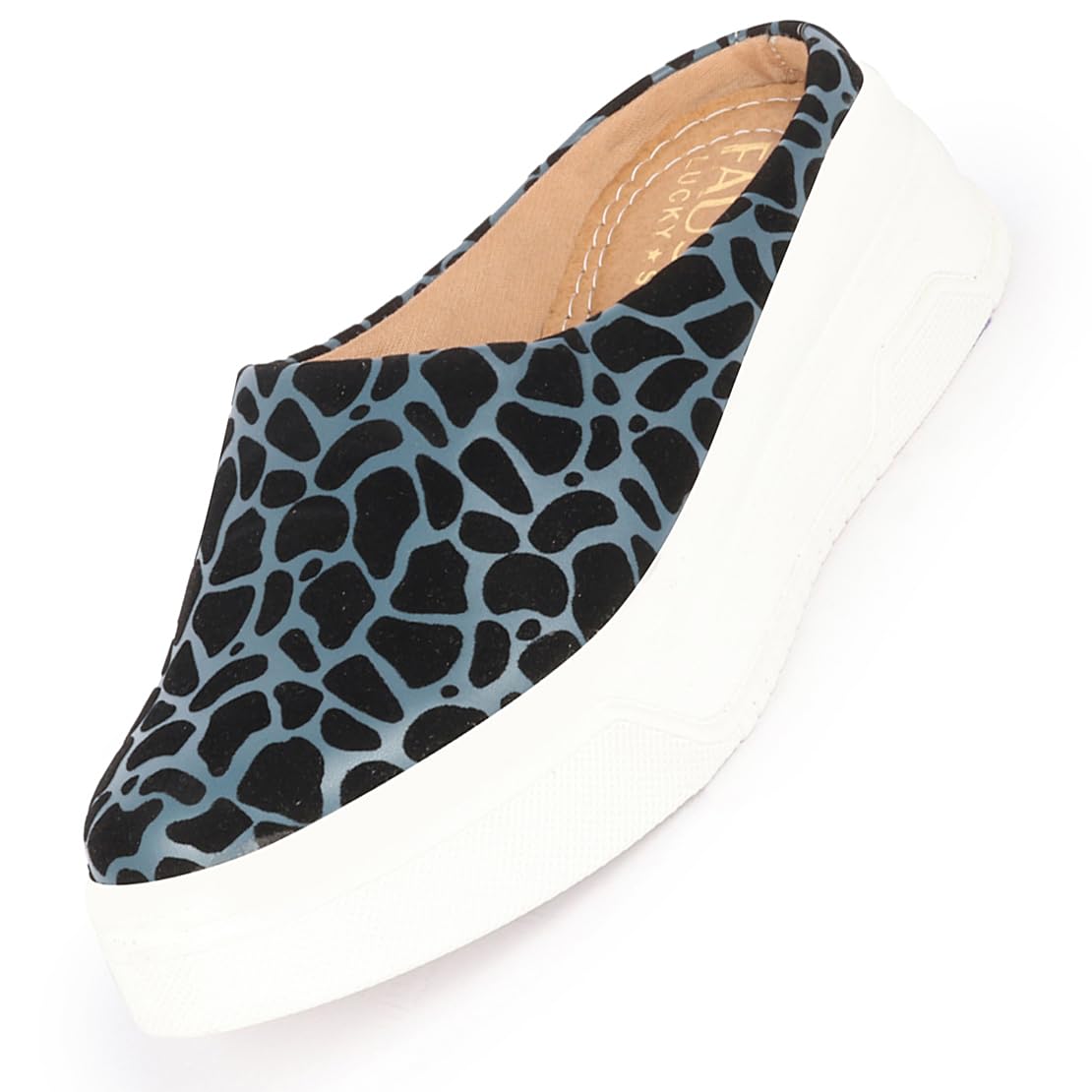 FAUSTO FST FJDWC-7012 BLUE-39 Womens Blue Fashion Outdoor Leopard Print Height Enhancer Open Back Slip On Casual Shoes (6 UK) (B0CJQ7JWZ3) Amazon Price History, Amazon Price Tracker