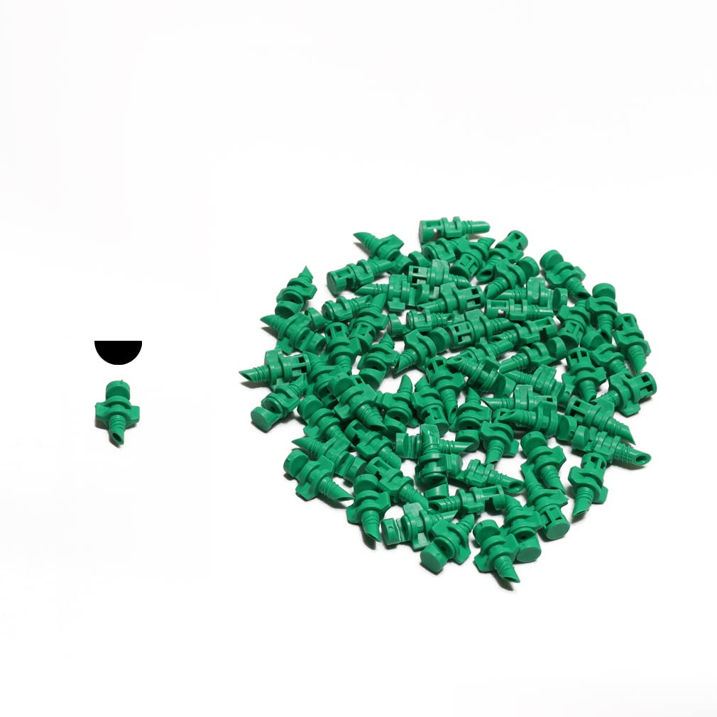 Rayurain 100pcs 180° Radius 5.3ft with Quick Thread Single Piece Jets for Home and Landscape Gardens Irrigation Green
