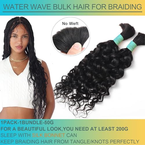 AnJudyReid Human Braiding Hair,Boho Braids Human Hair 1 Bundle 50g 18 Inch Wet and Wavy Human Braiding Hair No Weft 12A Brazilian Virgin Curly Hair Extensions boho human hair