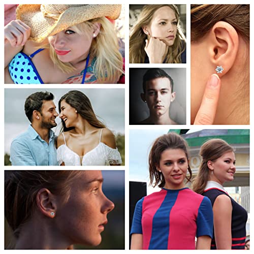 Blouroos Moissanite Stud Earrings For Women Man 1 Carat 18K Real White Gold Plated Round Cut Lab Grown Fake Small Diamond 925 Sterling Silver Cartilage Piercing Screw Back Hypoallergenic Nickel Free #TOP5
