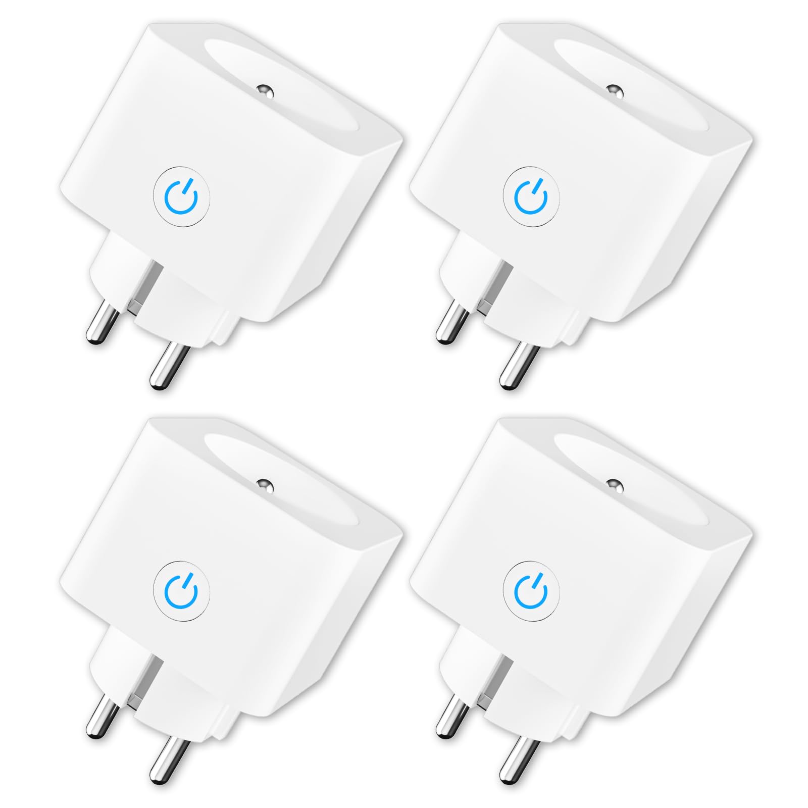 Prise Connectée Alexa WiFi (FR) 16A Suivi de Consommation Électrique Type E ANTELA Prise Intelligente compatible avec Google Home, Smart Life APP, Minuterie, 4PCs