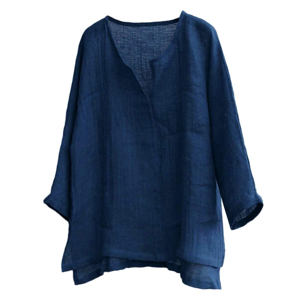 Men's Navy Long Sleeve Henley Shirt Cotton Linen Beach Yoga Loose Fit Henleys Tops Baggy Casual Hippie V Neck T Shirts(,Xx-Large)