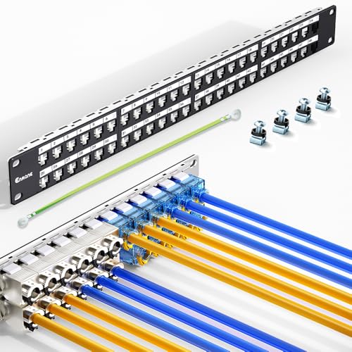 Enmane 48Port Blank Keystone Patch Panel Rackmount&Wall Mount 1U 19-inch Network Patch Panel RJ45 Keystone Patch Panel for Gigabit Network