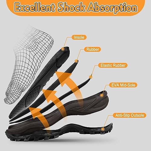 Kalkal Rubber Boots for Men, Waterproof Mid Calf Mens Rubber Rain Boots with 6mm Neoprene, Insulated Work Mud Boots for Men Working Farming Fishing, Size 5-143