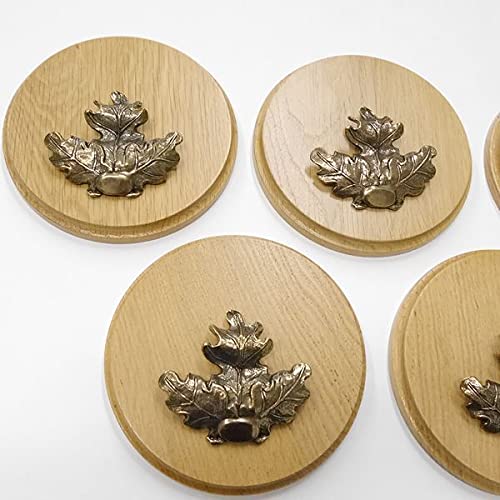 GTK Oferta 5 placas de cuña redondas de roble claro AF 15 cm, tabla cuña, tabla de especias, letrero de trofeos con 5 hojas de roble de portada grande