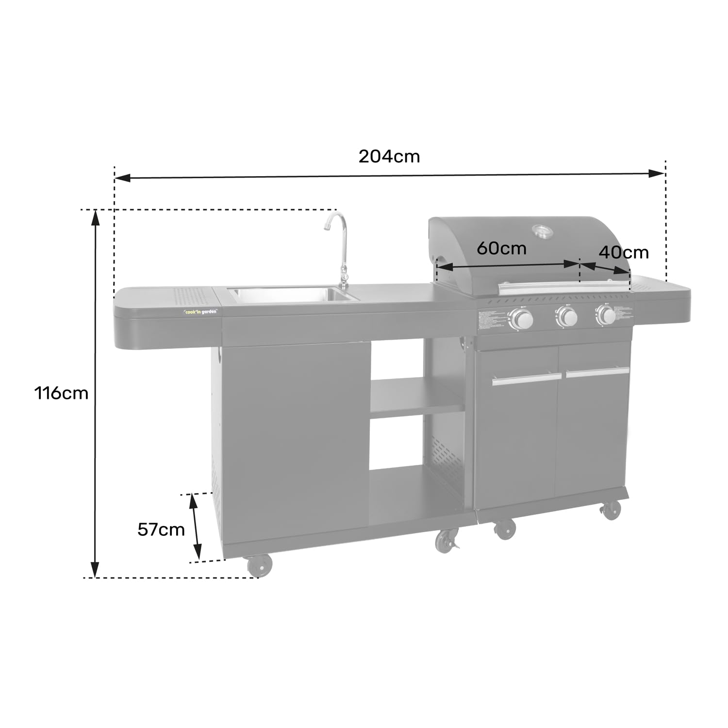 Cook'in Garden Happy Garden - Cocina Exterior Modular FYRA 10 Personas - 3 quemadores