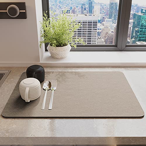 Morbuy Tapis Égouttoir Absorbant Évier, Couleur Unie Tapis de Séchage pour Vaisselle/Tapis pour Évier de Cuisine Séchage Rapide/Tapis Vaisselle Egouttoir pour Cuisine (40x50cm,Brun Clair)