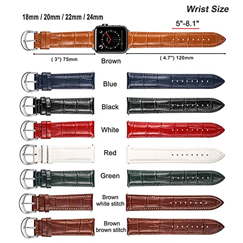 Lederen horlogeband, Alligator Embossed vervangende band voor mannen of vrouwen keuze van 16mm 18mm 20mm 22mm met zilverkleurige gesp - Afbeelding 7