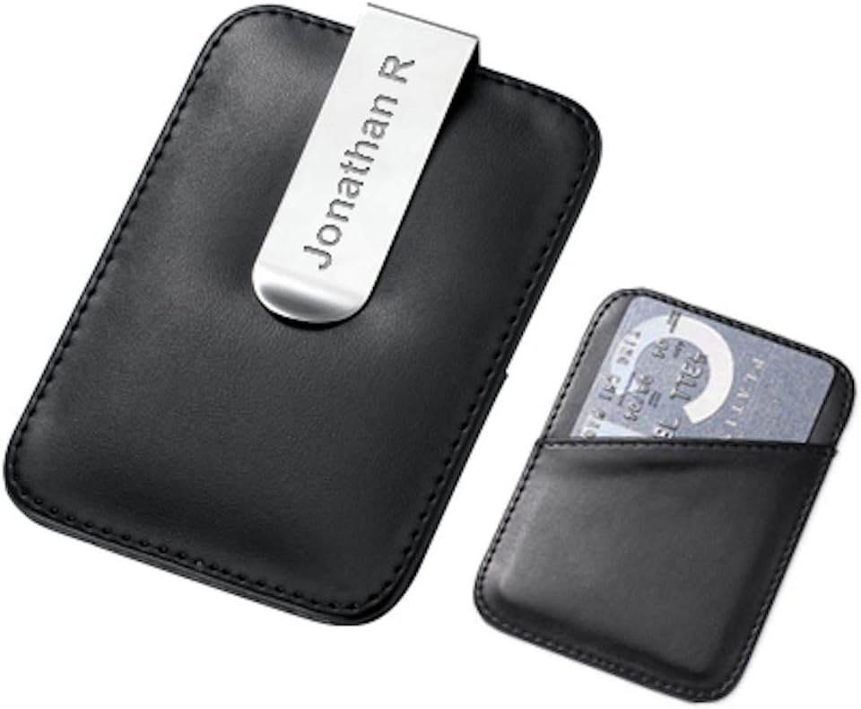 Executive Gift Shoppe | Personalized Faux Leather Money Clip & Wallet with Custom Engraving