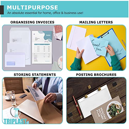 Triplast 50 x C4 White Self Seal Security Envelopes (Size: 324x229mm) | Fully Opaque, Self Sealing & Printer Safe Mailing Paper Envelopes | Ideal for Everyday Home, Office & Commercial Use - Image 3